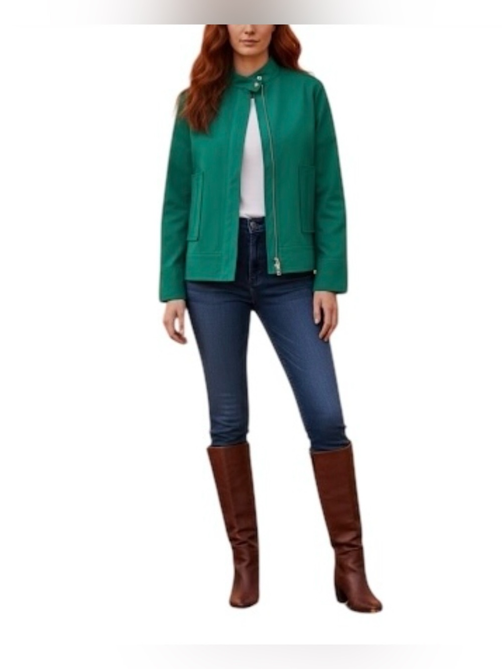 Vintage YVES SAINT LAURENT RIVE GAUCHE F36/US 4 Short Cotton Green Bomber Jacket
